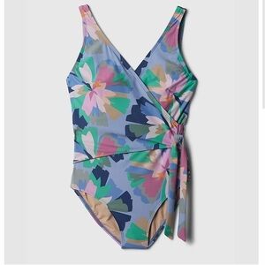 16 XL 14 GAP brand new without tags One Piece wrap Swimsuit light blue floral